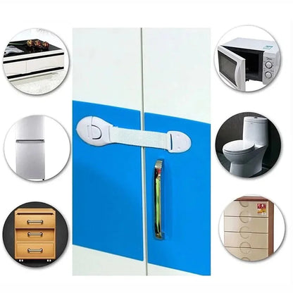Baby Safety Drawer & Cabinet Locks — 10 or 20 Pack Adjustable Webbing Strap Latches for Childproofing