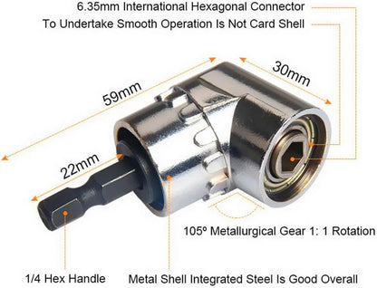 Impact-Grade 105° Angle Socket Adapter Right Angle Drill Driver Extension Screwdriver Bit Holder