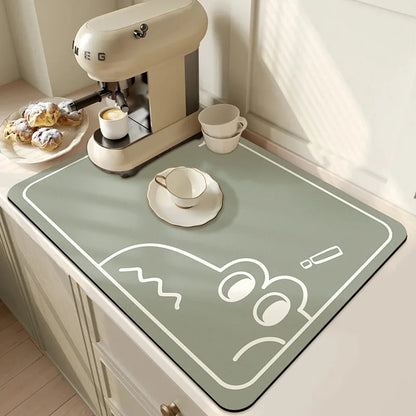 Absorbent Diatom Mud Dish Drying Mat – Non-Slip Quick-Dry Kitchen & Bathroom Drain Pad
