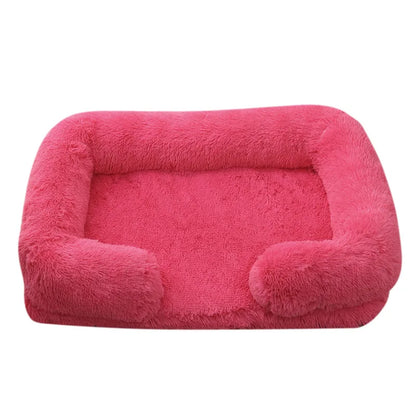 Plush Dog Bed with Removable Cover – Thickened Winter Pet Sofa Pad, Square, Small & Large