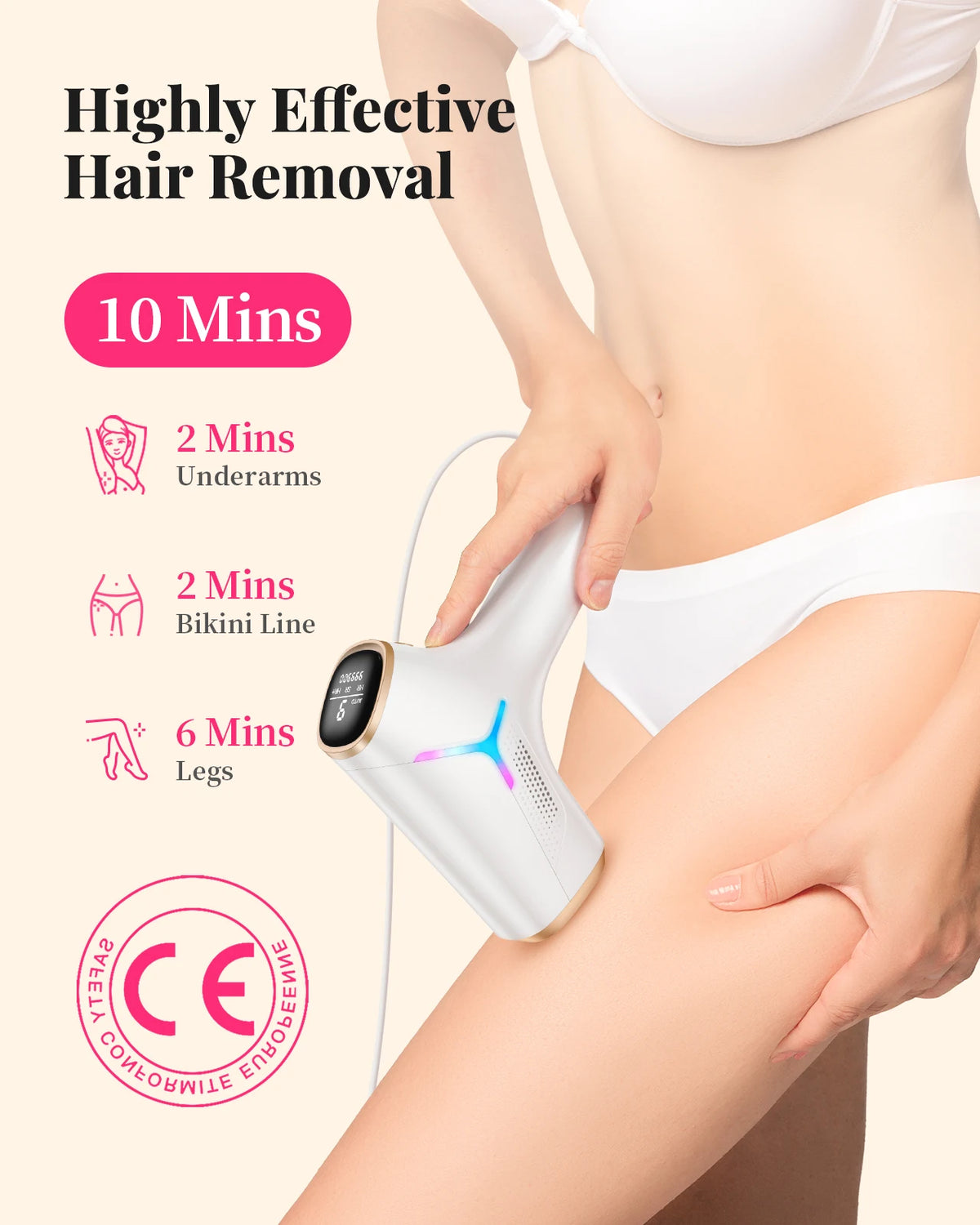 IPL Hair Removal Device – 990,000 Flashes, 9 Energy Levels, Painless Permanent Hair Removal for Women & Men, Face, Body & Bikini, US/EU/UK Plug