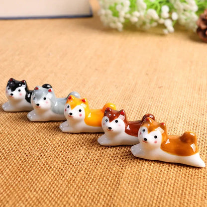 set Chopstick Rest Table Decor Ceramic Frog Chopsticks Spoon Rack Holder Durable Ornaments Set Fork Knife Stand Cat Tableware