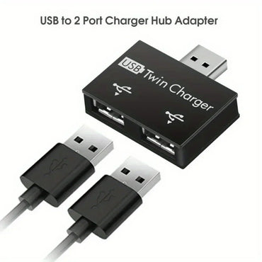 USB 2.0 1-to-2 USB-A Splitter Adapter - 2-Port USB Hub for Charging & Data Transfer