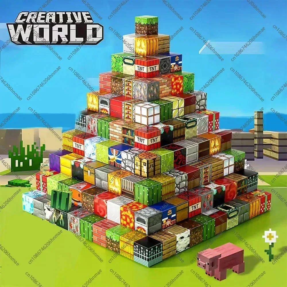 Magnetic Building Blocks Mine World Magnet Cube Set for Boy Girl Kid Age 3+ DIY Model Children Stem STEM Sensory Toy Gift