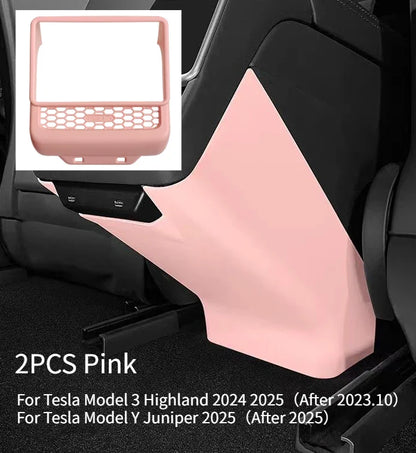 Rear Screen Cover Protector Frame Back Air Vent Trim White ABS Car Interior Accessory for Model Y Juniper