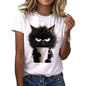 Funny Cat Women’s Summer T-Shirt – Casual Short Sleeve O-Neck Top