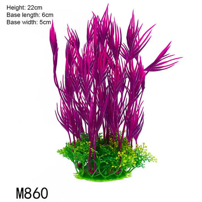 Artificial Aquarium Plants – Plastic Underwater Green Shrubs with Resin Base, Fish Tank Decoration