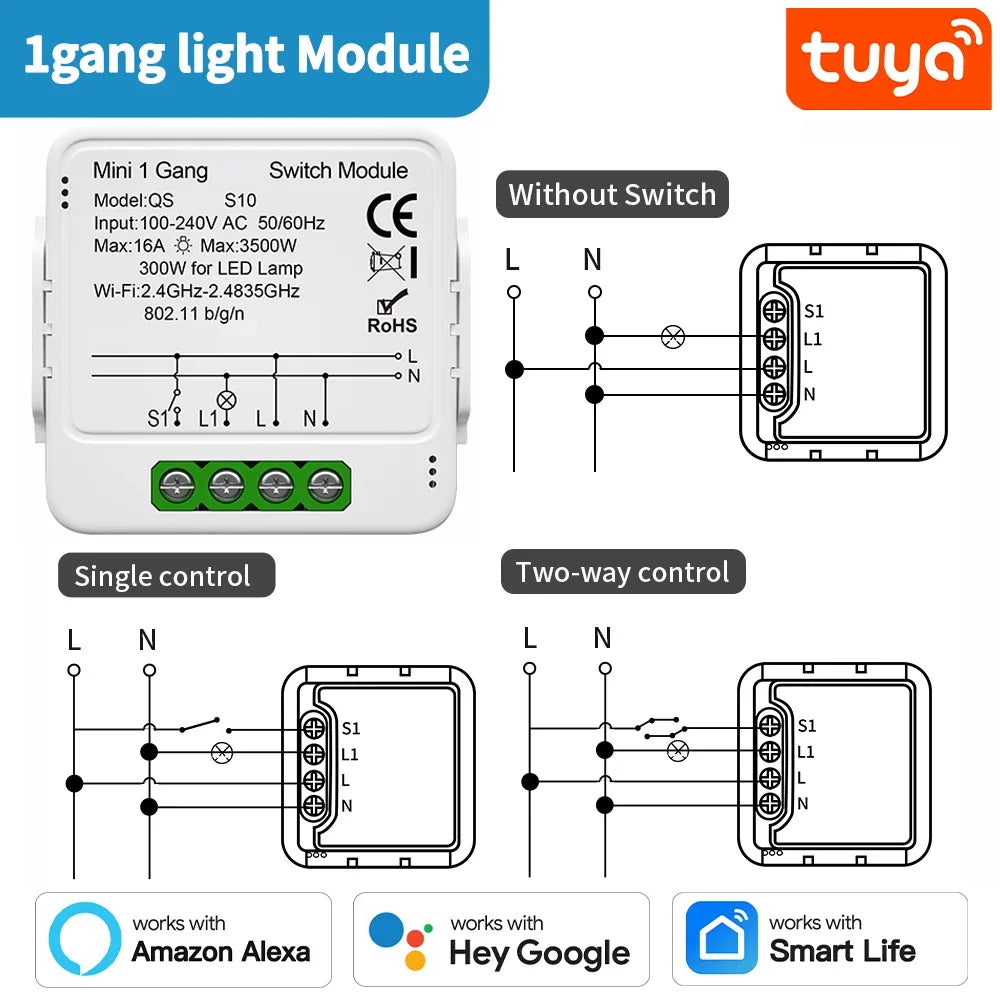 TNCE Tuya Switch Light Curtain Dimmer WIFI Zigbee, Smart DIY MINI Module, Roller Shutter motor Breaker, voice alexa google home