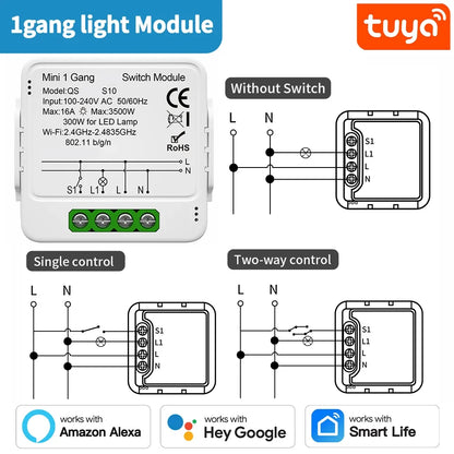 TNCE Tuya Switch Light Curtain Dimmer WIFI Zigbee, Smart DIY MINI Module, Roller Shutter motor Breaker, voice alexa google home