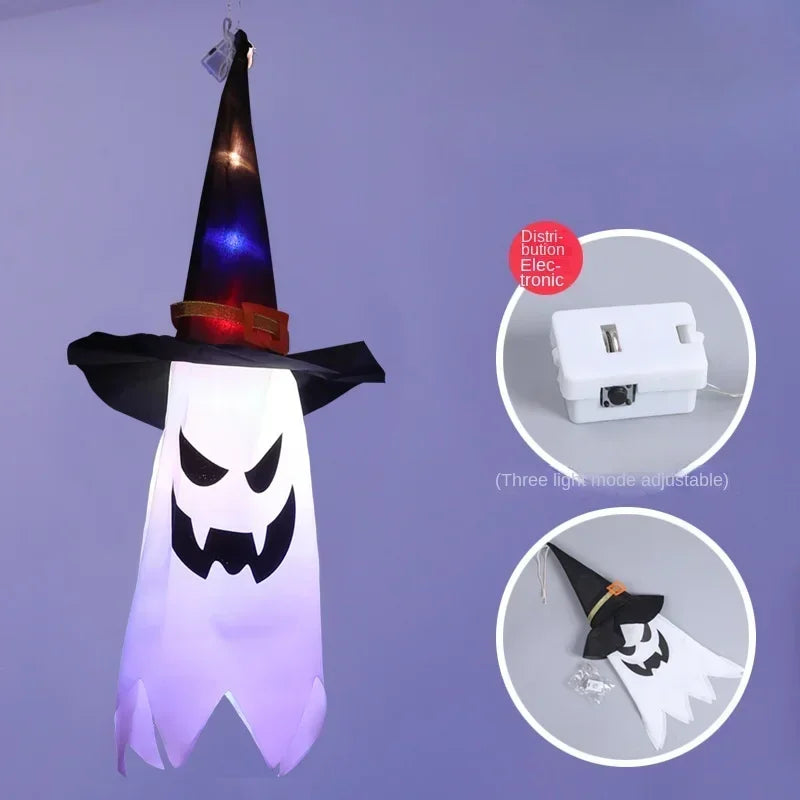 LED Ghost Wizard Hat Halloween Decoration – Indoor & Outdoor Ghost Light for Yard, Garden, Courtyard & Party – Style A or B