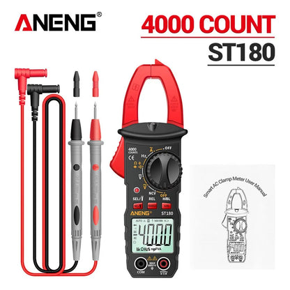 AnENG ST180 digital multimeter with probes and cables on a white background