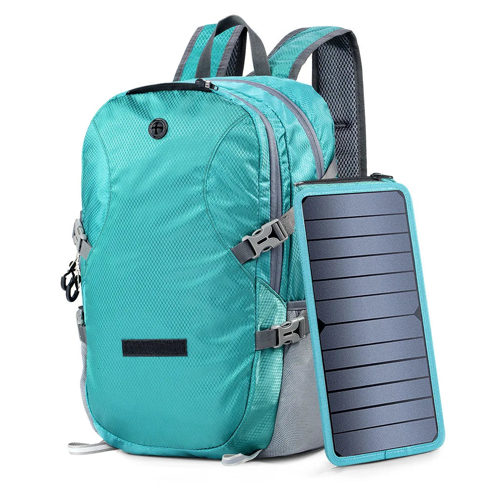 Multi-Function 7W Solar Panel Backpack with Type-C/USB Ports for Emergency Charging