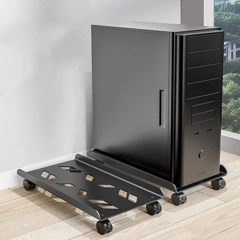 Mobile CPU Stand, Steel PC Tower Stand CPU Holder with Rolling Caster Wheels, Computer Tower Stand Fits Most PC for Home Office