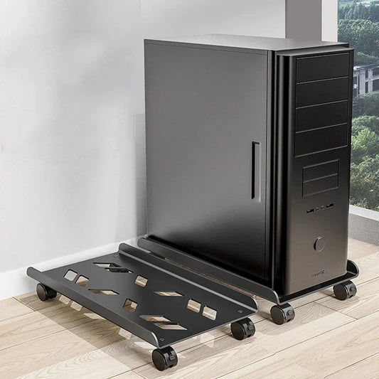 Mobile CPU Stand, Steel PC Tower Stand CPU Holder with Rolling Caster Wheels, Computer Tower Stand Fits Most PC for Home Office