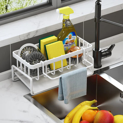Tap-Mounted Kitchen Sink Spice Shelf with Drainage Rack, Space-Saving Sink Organizer