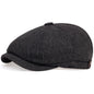 Retro Men’s Newsboy Cap – Classic Herringbone Octagonal Hat, British Style Flat Cap for Autumn & Winter, Vintage Painter Beret