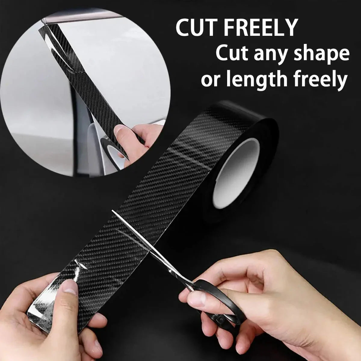 1-10m Nano Carbon Fiber Car 3D Tape Sticker Door Mirror Paste Protector Strip DIY Protection Protective Film Waterproof Adhesive
