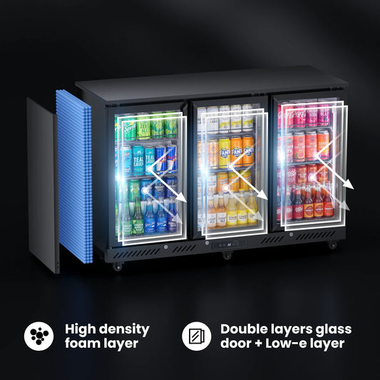 Commercial Portable Fridge 3 Door Air Cooling Frostless Display Cabinet Bar Counter Refrigerator Refrigerated Cabinet