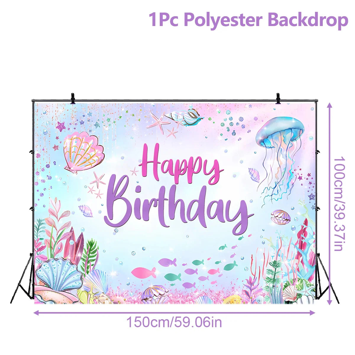 Under The Sea Summer Ocean Theme Birthday Party Decor Kids Boy Background Cute Dolphin Starfish Decoration Event Banner Props