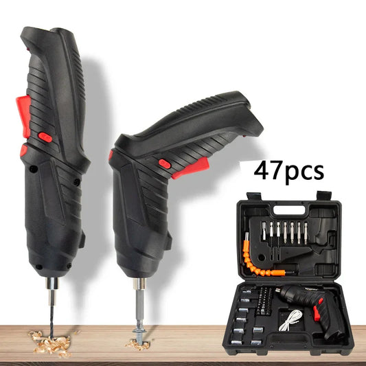3.6V Cordless Electric Screwdriver Kit — 47-Piece Rechargeable Lithium Folding Drill Set