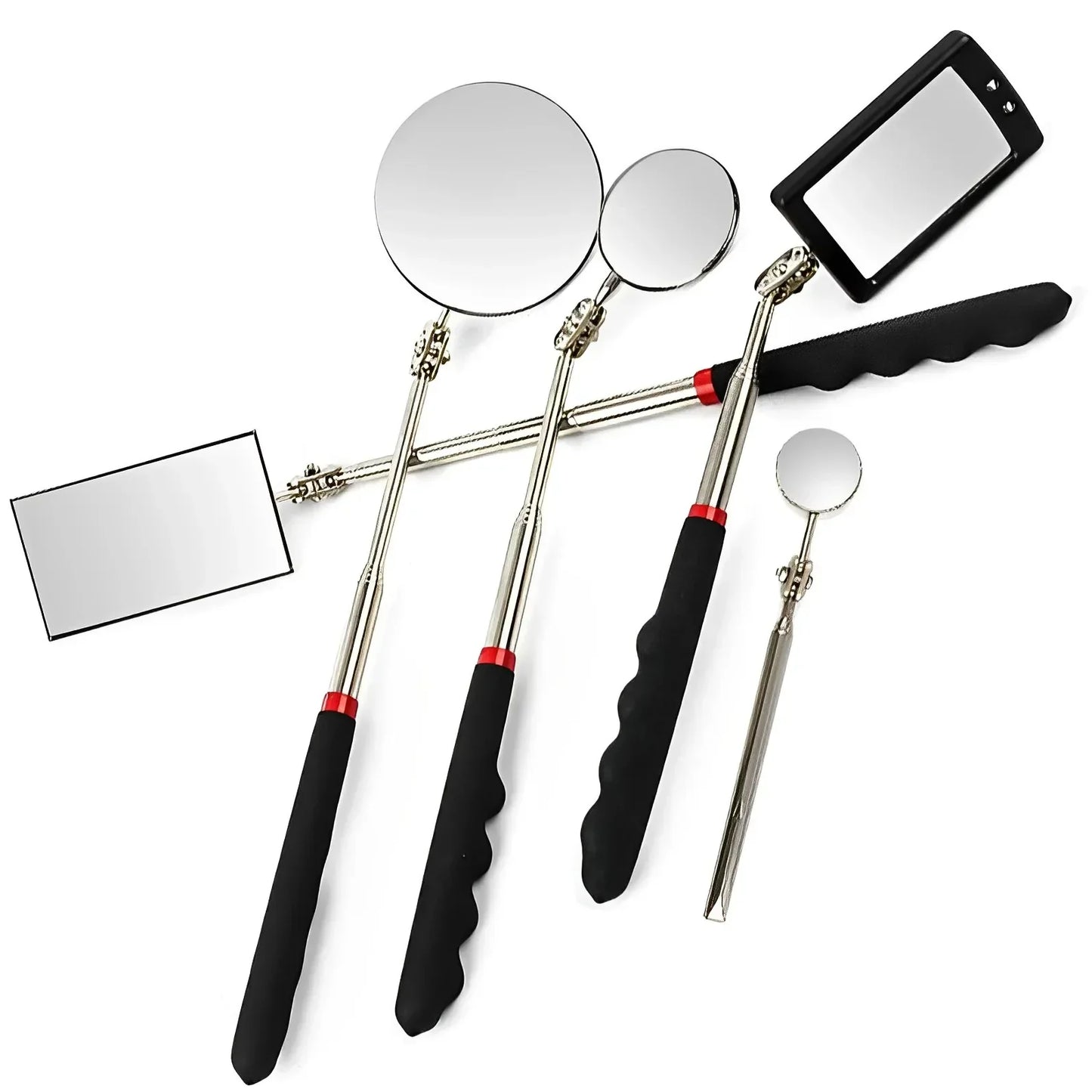 360° Telescoping Inspection Mirror with LED Light & Magnetic Head — Extendable 9.4–28.7 in (24–73 cm) for Car Repair