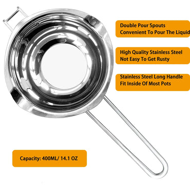 Stainless Steel Double Boiler Wax Melting Pot – Candle Making DIY Starter Kit (600ml/20oz & 900ml/30oz Options)