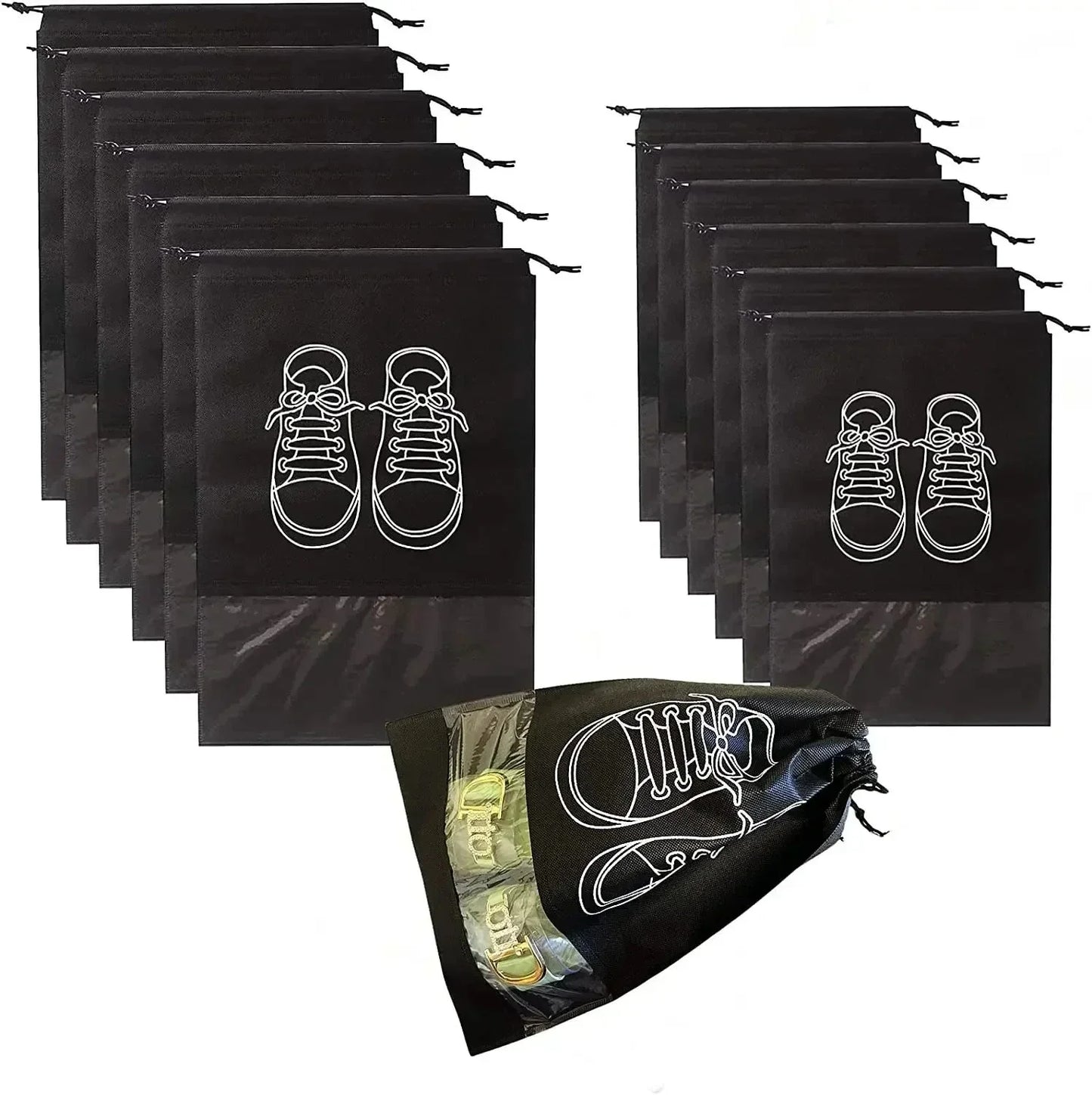 5PCS Travel Shoe Storage Bags – Waterproof Non-Woven Large Capacity