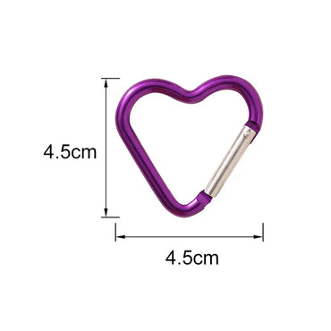 Heart-Shaped Aluminum Carabiner Keychain Clip for Keys, Water Bottles & Bags - Travel Hanging Hook