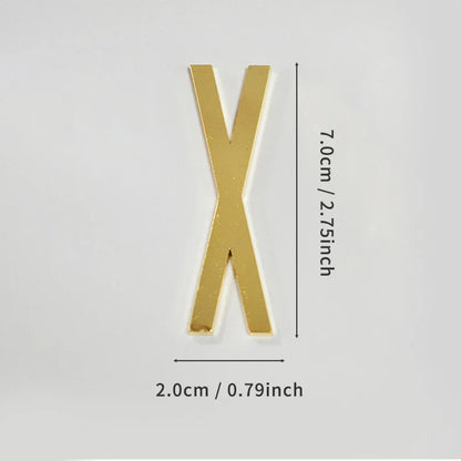 Golden Self Adhesive House Number Metal English Alphabet Letters for Apartment Room Door Plate Table Mailbox Number Stickers 7cm