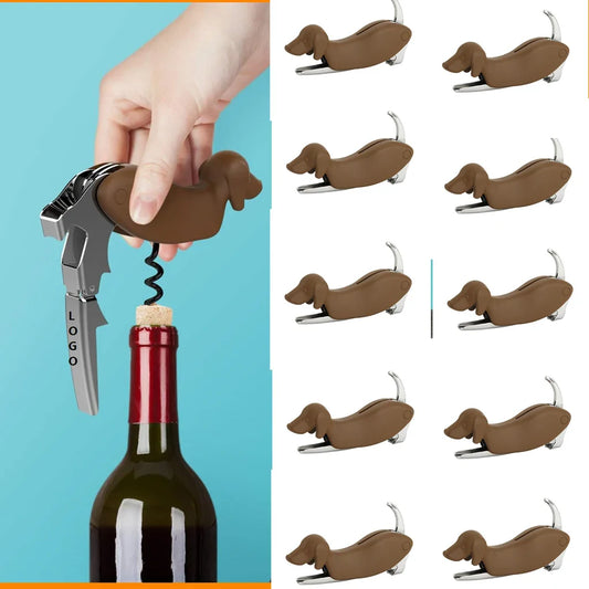 Dog-Shaped Wine Corkscrew with Foil Cutter & Bottle Opener — Personalized Wedding & Corporate Gifts (Bulk Available)