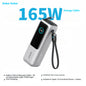 165W 25000mAh Portable Power Bank with Retractable Cables, 100W USB-C Fast Charge, Dual USB Output, Lightweight Metal Charger