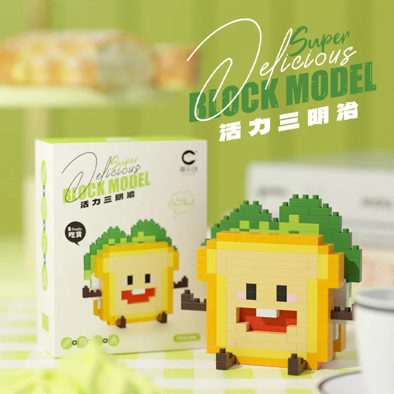 Fun Micro Particle Building Blocks Happy Eat and Play Series Vibrant Avocado Pineapple Children's Educational Assembling Toys