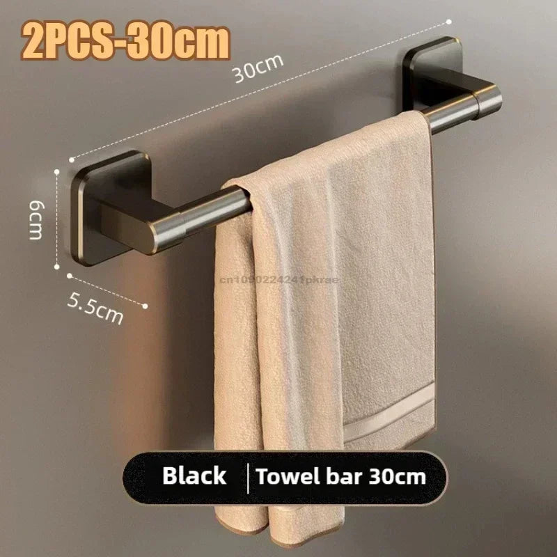 No-Drill Wall-Mounted Towel Rack – Adhesive Aluminum Towel Bar for Bathroom & Kitchen, 50–60 cm (19.7–23.6 in)