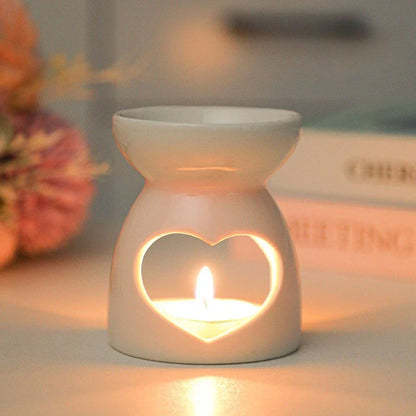 White Ceramic Incense & Oil Burner Hollow Aromatherapy Warmer for Home Decor