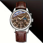 Men's Quartz Leather Strap Watch - 40mm Round Alloy Case, Business Casual Sport, Water-Resistant Luminous Dial