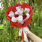 Kawaii Cat Plush Bouquet with Artificial Flowers — Cute Plush Doll Gift for Her, Valentine, Birthday, Graduation