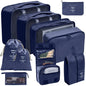 7/8/9/10 Pcs Travel Organizer Packing Cubes – Lightweight Polyester Luggage Storage Bags for Clothes, Shoes, and Accessories