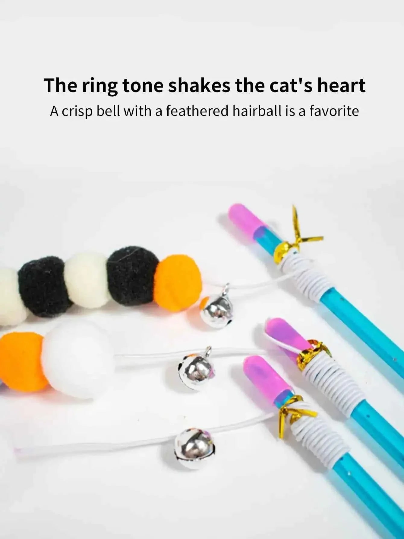Elastic String Cat Teaser Wand with Faux Fur Bug