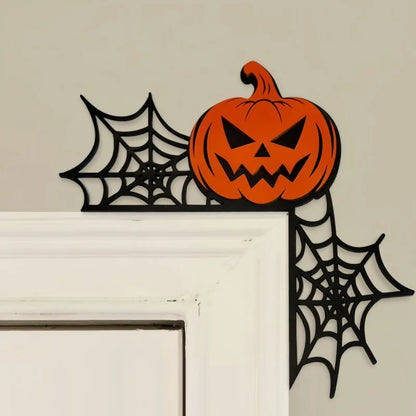 Halloween Wooden Door Frame Corner Decoration – Gothic Spider, Bat & Ghost Ornament for Home Door & Window – 8 Designs