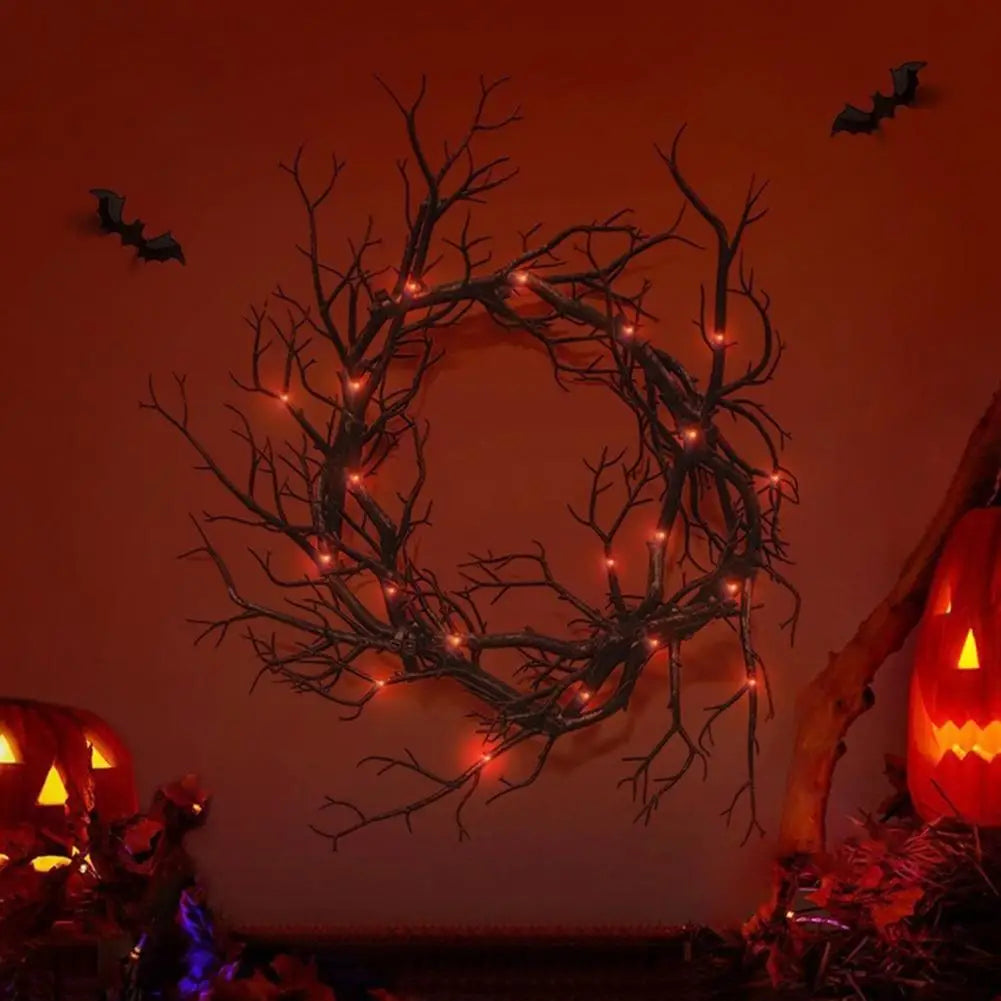 Halloween Crow Thorns Dead Branch Wreath – Realistic Spiked Branch Garland for Haunted House, Door & Horror Decor – 25cm & 45cm