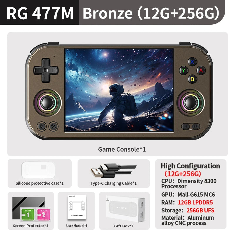 Anbernic RG 477M Handheld Gaming Console - Dimensity 8300, 4.7" 120Hz, Android 14, Hall Joysticks, 5300mAh, Wi-Fi 6E