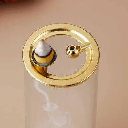 2 in 1 Glass Incense Holder Backflow Incense Burner for Incense Cone Anti-Ash Incense Sticks Holder for Meditation Yoga Spa
