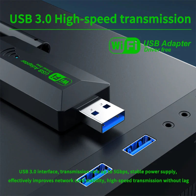 Dual-Band 1200Mbps USB 3.0 WiFi Adapter with 4 Antennas — 2.4/5GHz Wireless Dongle for PC & Laptop (Windows Compatible)