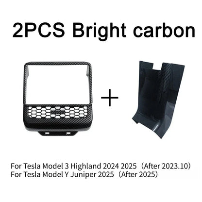 Rear Screen Cover Protector Frame Back Air Vent Trim White ABS Car Interior Accessory for Model Y Juniper