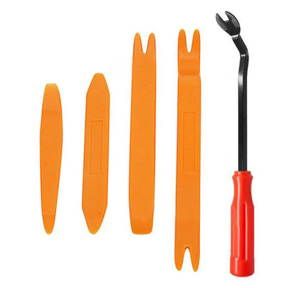 5-Piece Car Panel Trim Removal Tool Kit – Plastic Pry Tools & Claw Nail Remover for Interior Trim, Molding, Dashboard