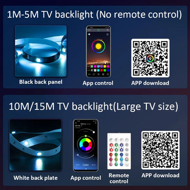Bluetooth RGB LED Strip Lights 5050 SMD USB 5V App-Controlled TV Backlight & Room Accent Lighting