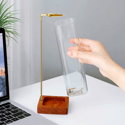 Glass Incense Holder Wooden Incense Holder for Sticks with Glass Ash Catcher Anti-Ash Flying Incense Burner for Yoga Home Decor