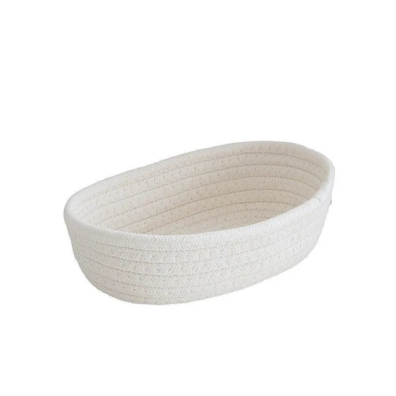 Nordic Cotton Rope Woven Storage Baskets - Small/Medium/Large Desktop Organizer for Cosmetics, Keys & Sundries