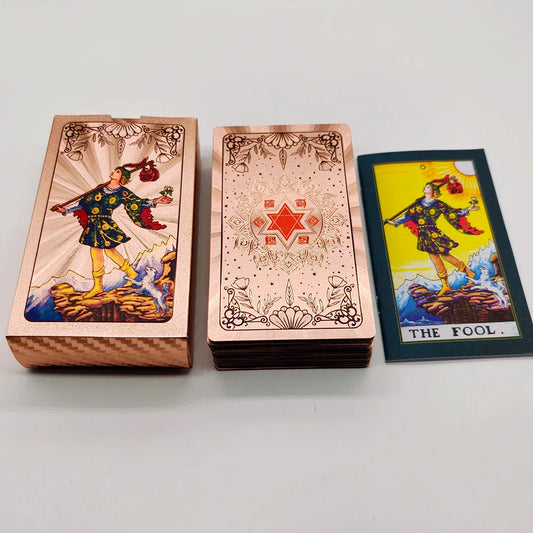 Creative Gold PET Tarot Cards Gorgeous Divinative Board Games Waterproof Astrological Oracle Deck With Guidebook