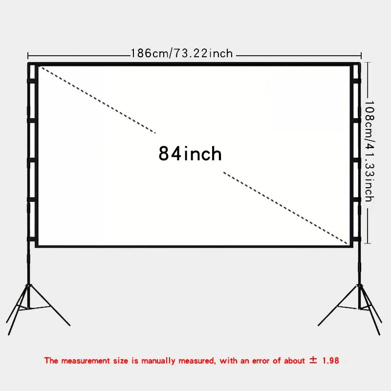 Double triangular bracket projection screen, more stable and not afraid of wind, easy to install, with storage bag